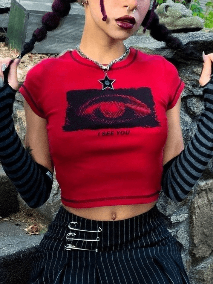 Pixel Eye Graphic Crop Top