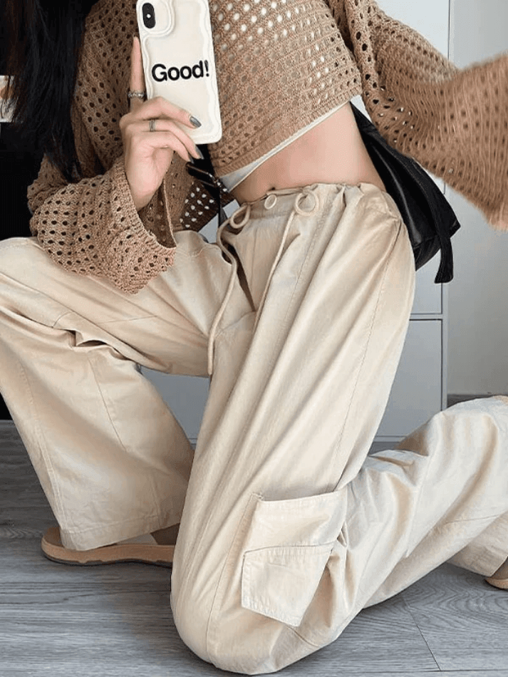 Pocket Tie Baggy Cargo Pants