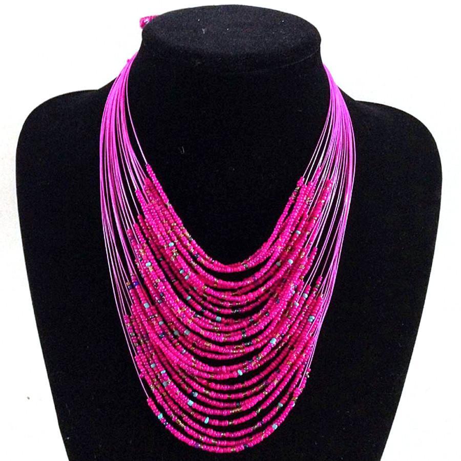 African Beads Multiplayer Statement Necklaces