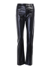 Pu High Waist Straight Pants