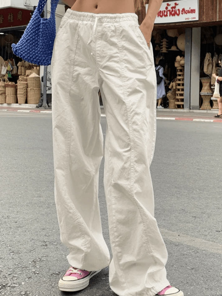 Elastic Waist Straight Leg Pants