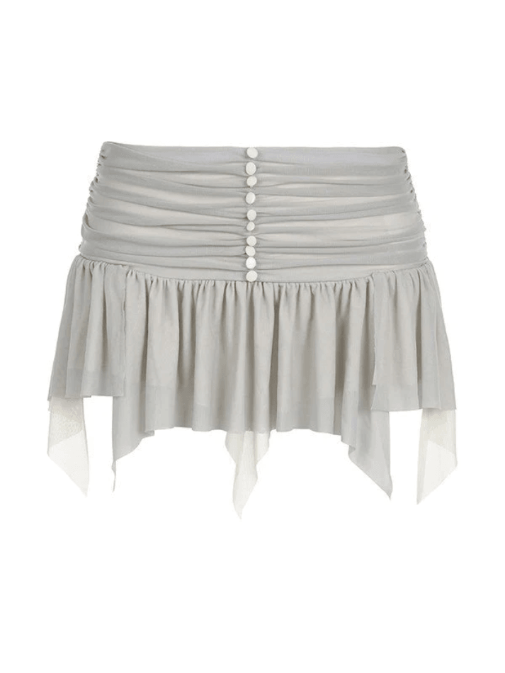 Ruched Mesh Micro Mini Skirt