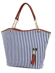 Stripe Fringe Tote Bag