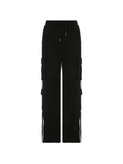 Side Stripe Black Cargo Jeans