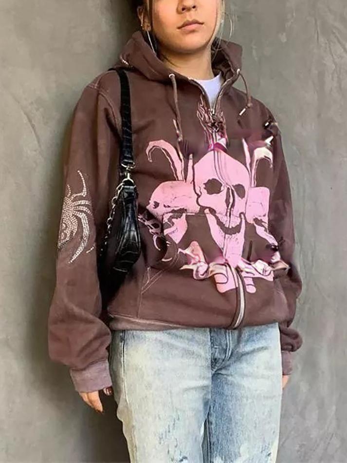 Skeleton Graphic Zip-Up Hoodie