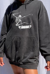 Skull Skater Print Hoodie