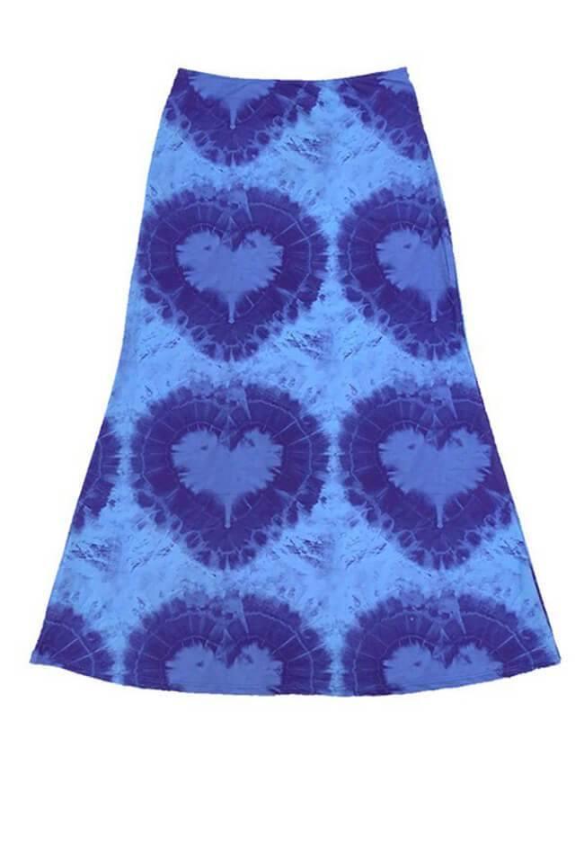 Tie-Dye Heart Wrap Midi Skirt