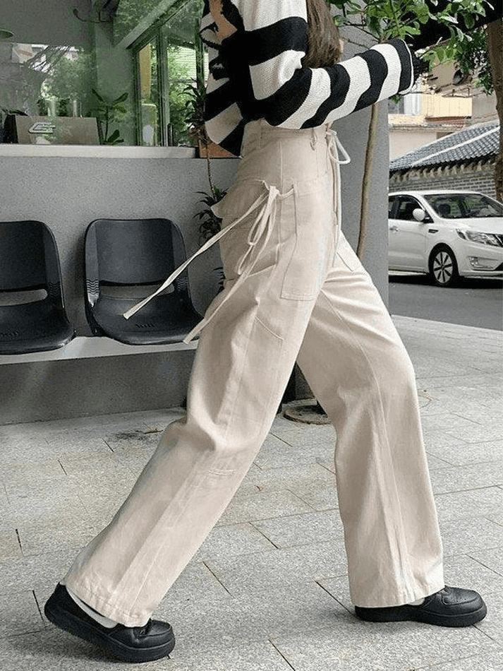 Tie Strap Straight Leg Pants