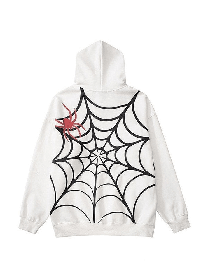 Unisex Loose Fit Spiderweb Graphic Hoodie