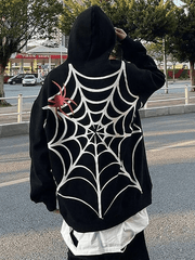 Unisex Loose Fit Spiderweb Graphic Hoodie