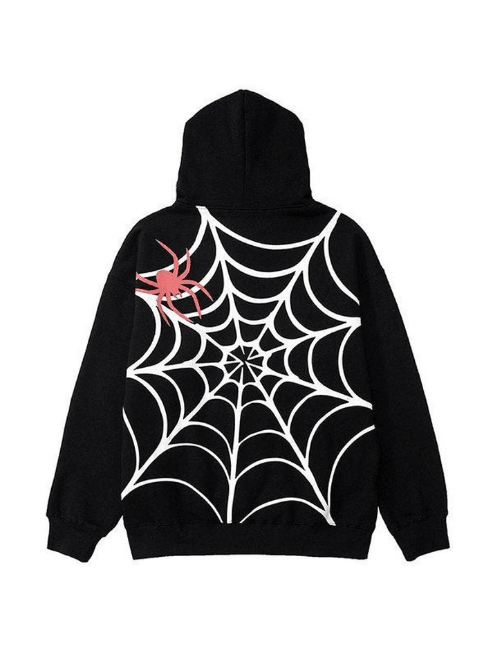 Unisex Loose Fit Spiderweb Graphic Hoodie