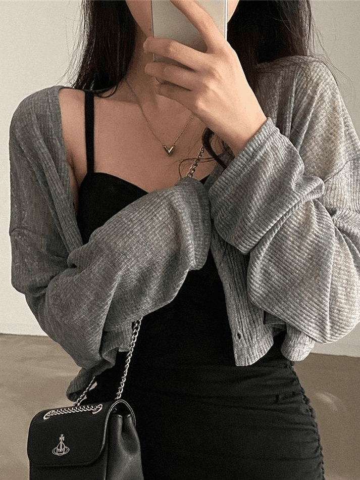 V Neck Cropped Cardigan