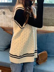 V Neck Cable Knit Sweater Vest