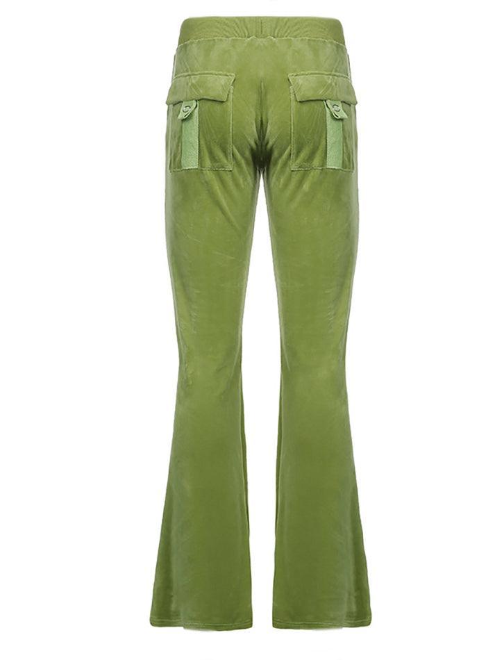 Velvet Solid Flare Leg Pants