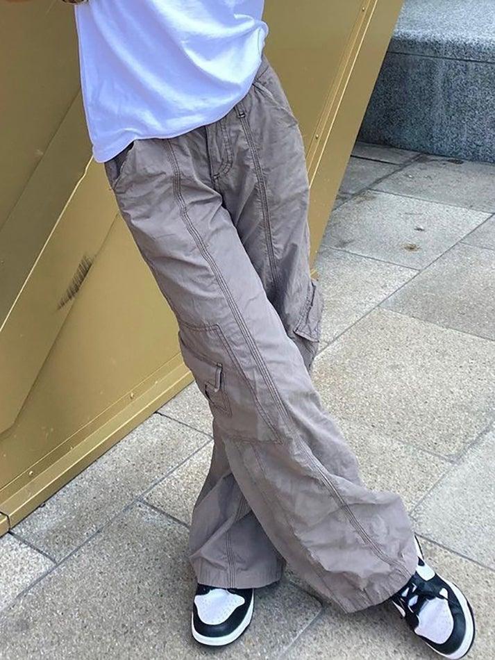 Washed Pocket Solid Cargo Pants