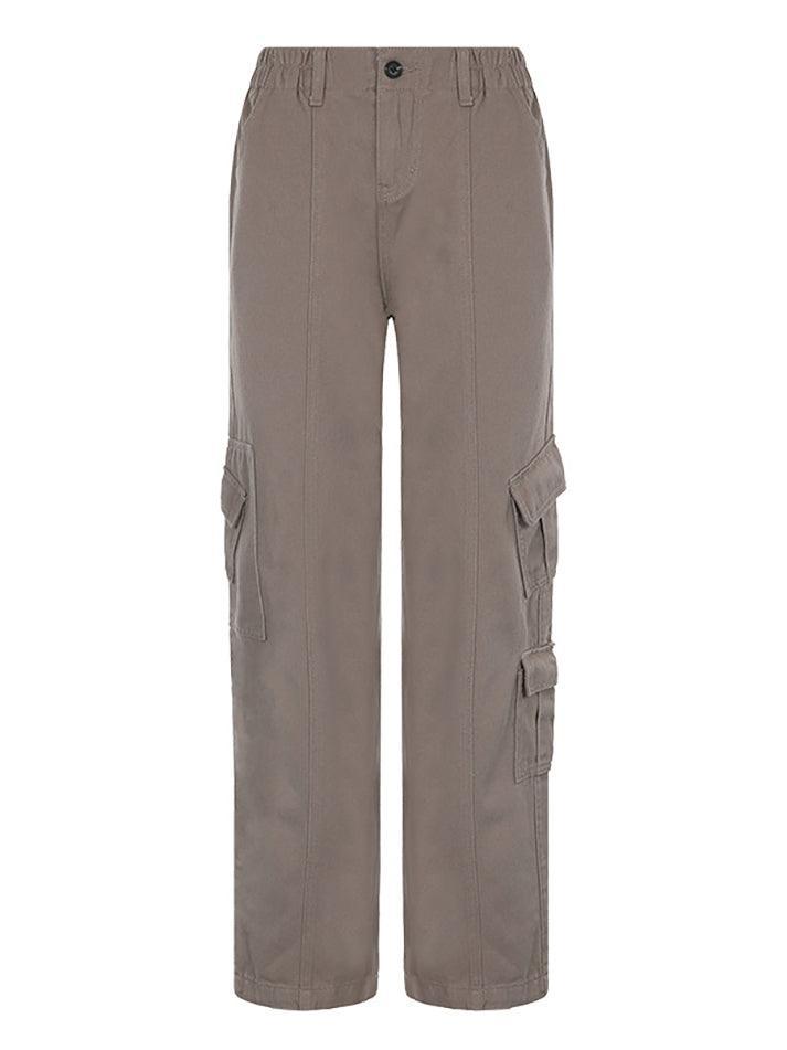 Washed Pocket Solid Cargo Pants