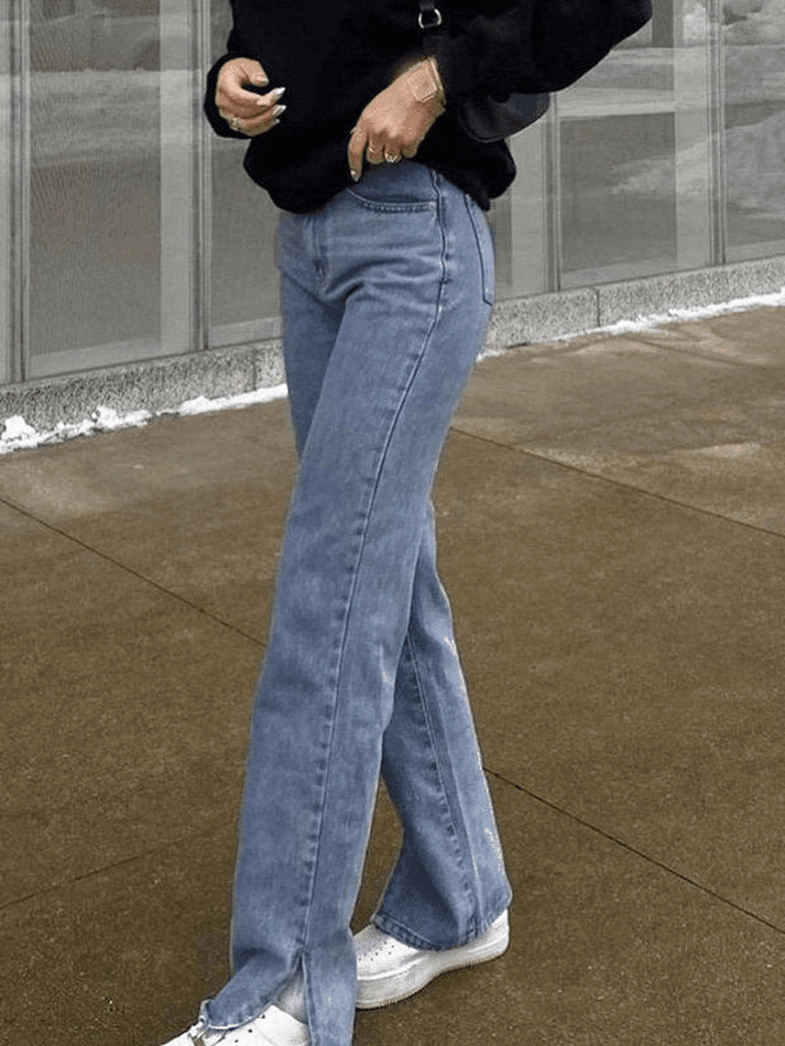 Washed Split Boyfriend Jeans