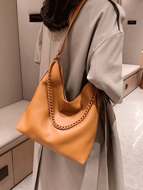 PU Solid Shoulder Bag