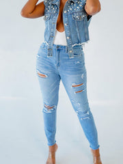 Casual Sleeveless Denim Jacket